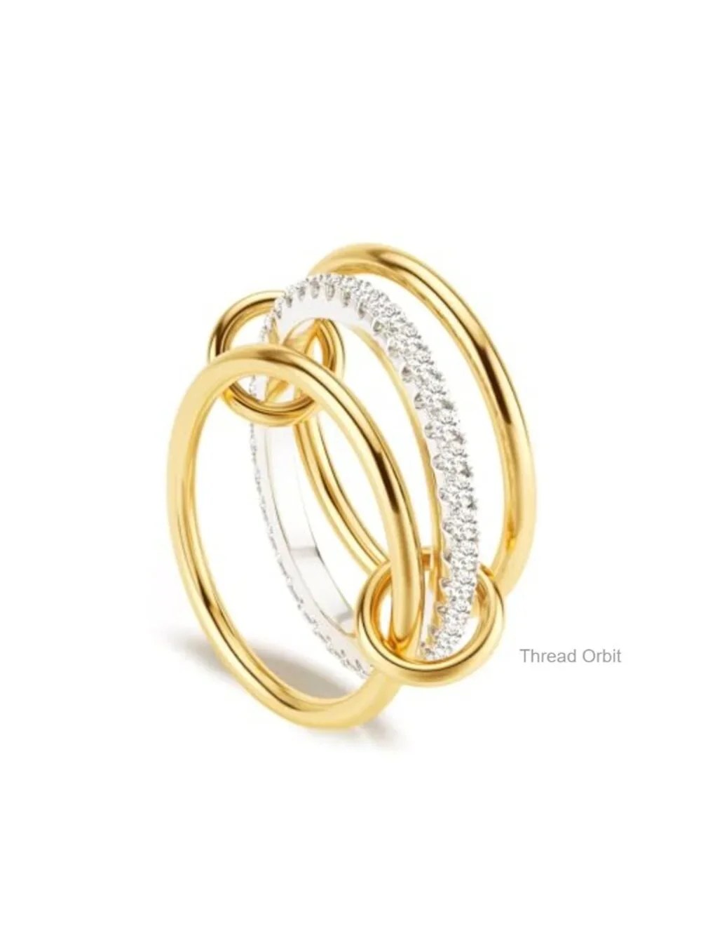 3 Stacked Mixed Metal Ring Set, 18K Gold Plated, Cubic Zirconia Stackable Rings